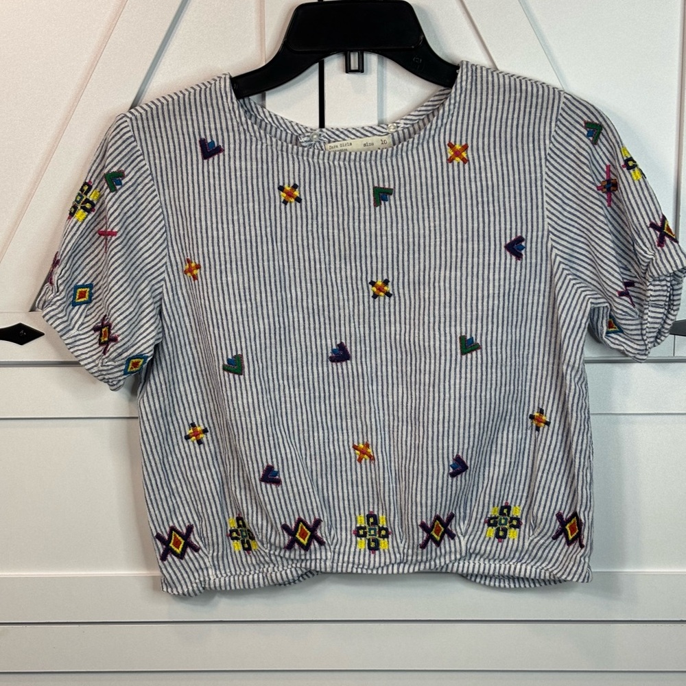 Zara Embroidered Striped Girl’s Top size L